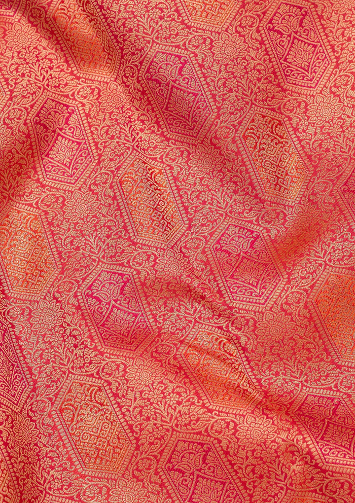 Orange Zariwork Pure Silk Saree
