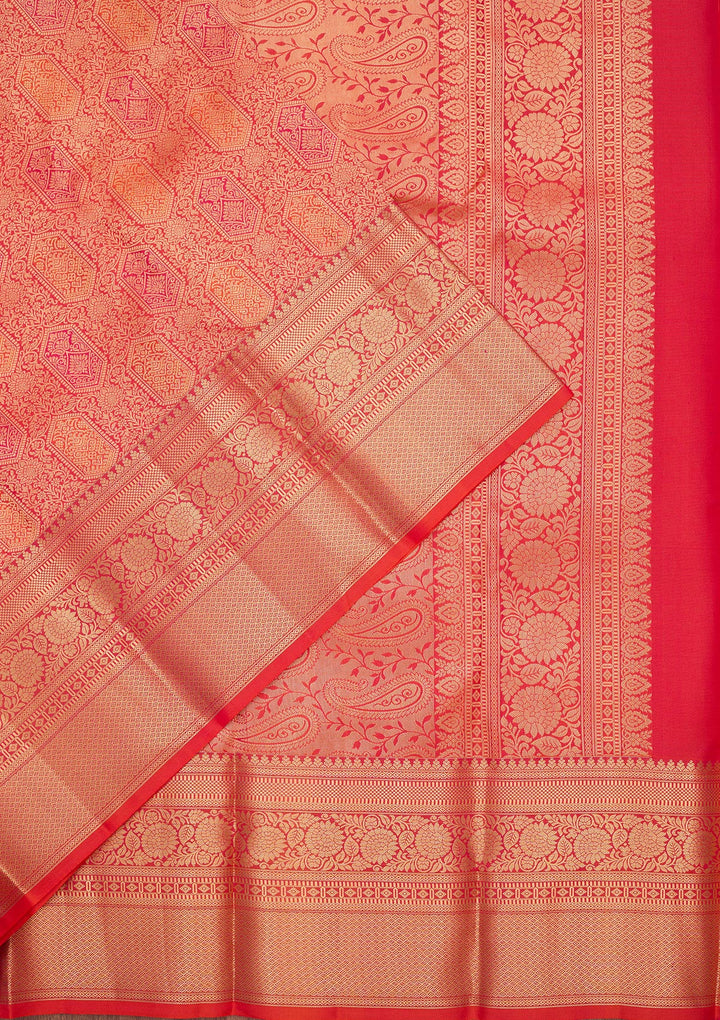 Orange Zariwork Pure Silk Saree