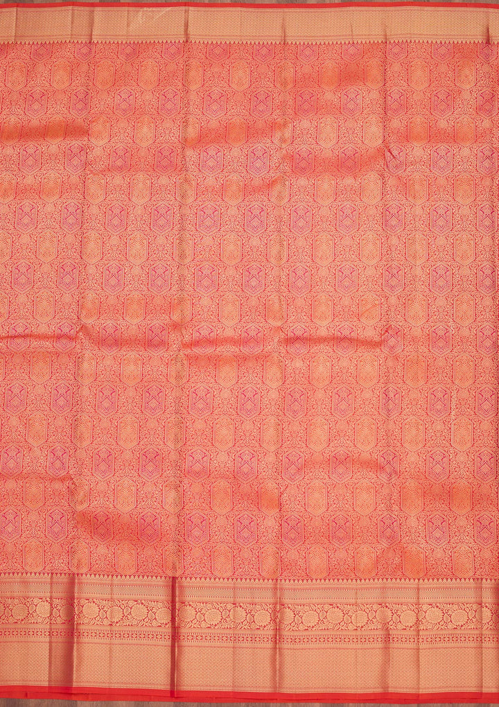 Orange Zariwork Pure Silk Saree