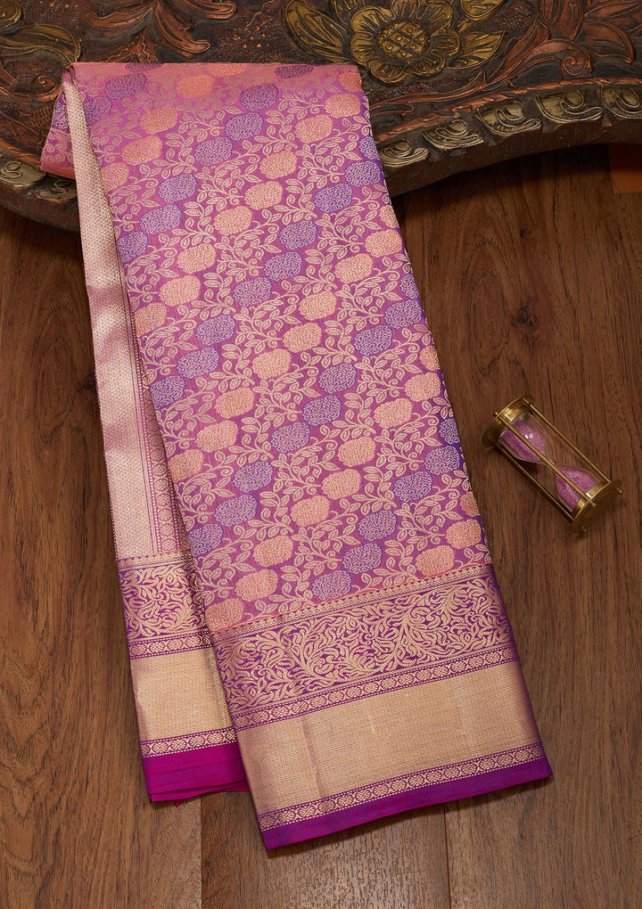 Onion Pink Zariwork Pure Silk Saree