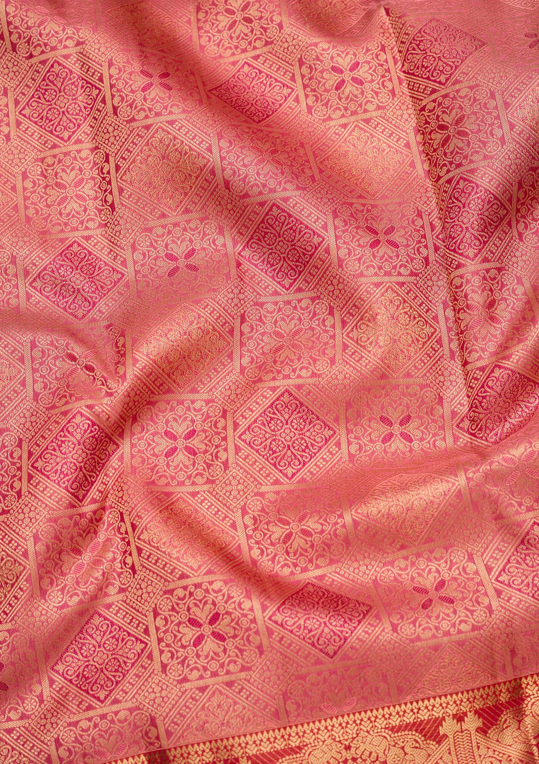 Onion Pink Zariwork Pure Silk Saree
