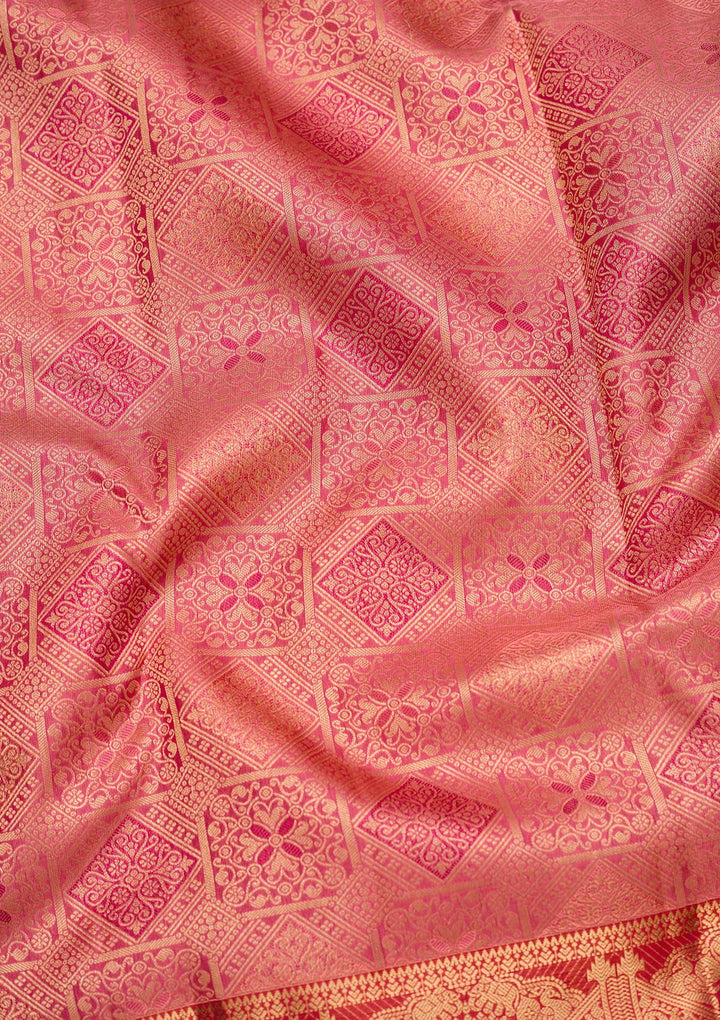 Onion Pink Zariwork Pure Silk Saree