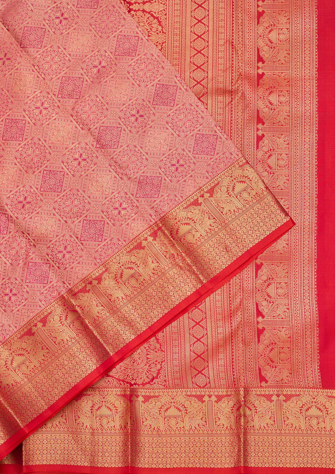 Onion Pink Zariwork Pure Silk Saree