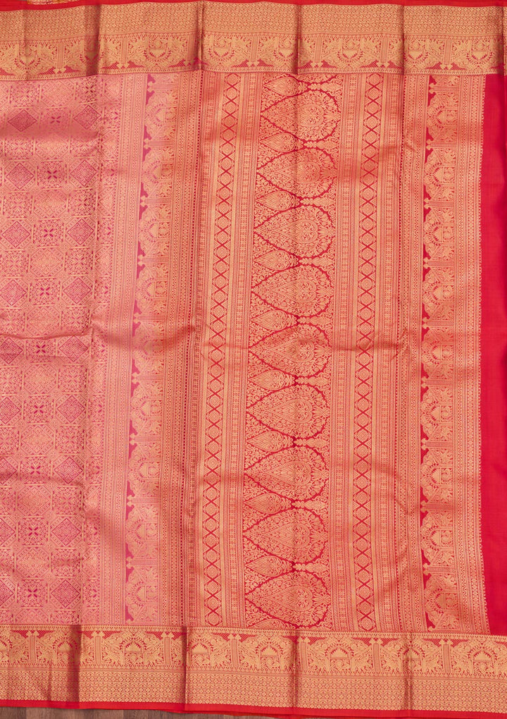 Onion Pink Zariwork Pure Silk Saree