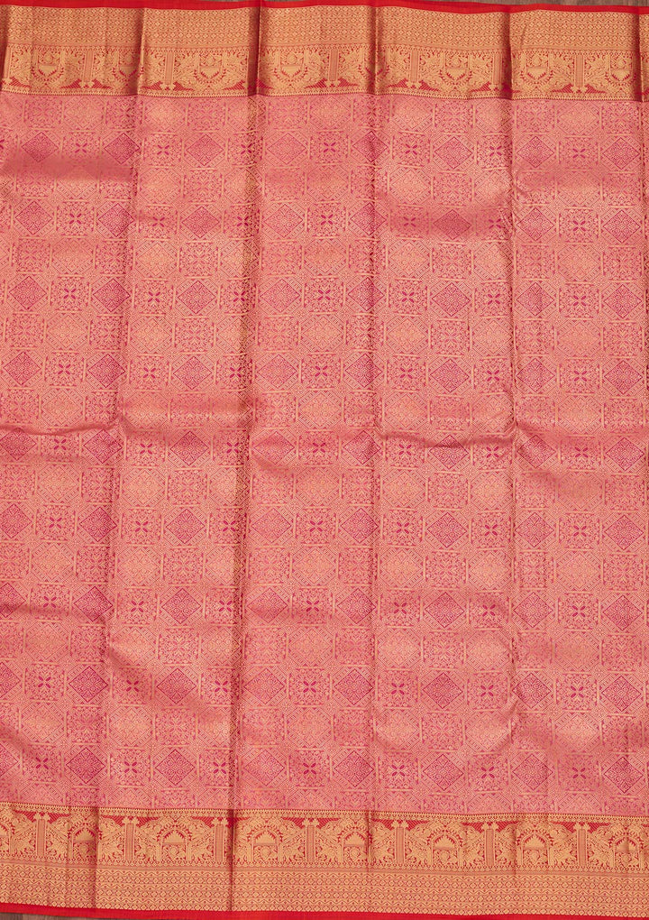 Onion Pink Zariwork Pure Silk Saree