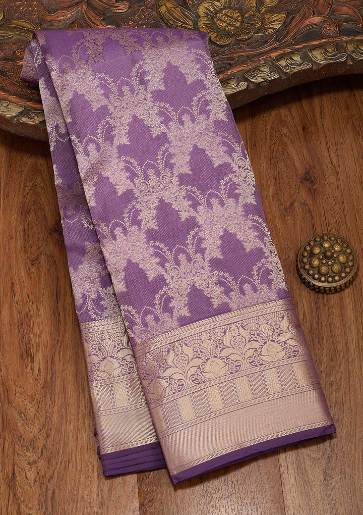 Lavender Zariwork Pure Silk Saree