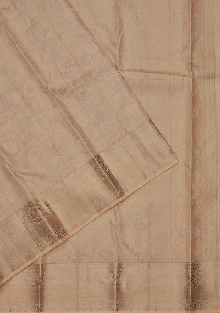Cream Zariwork Pure Silk Saree