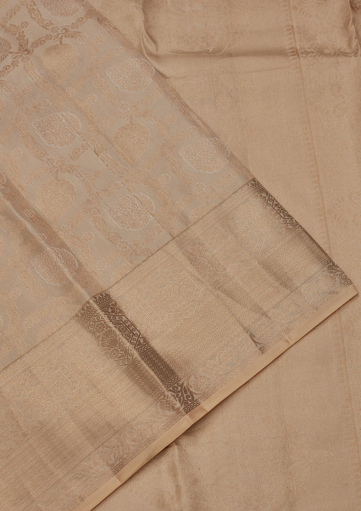 Cream Zariwork Pure Silk Saree