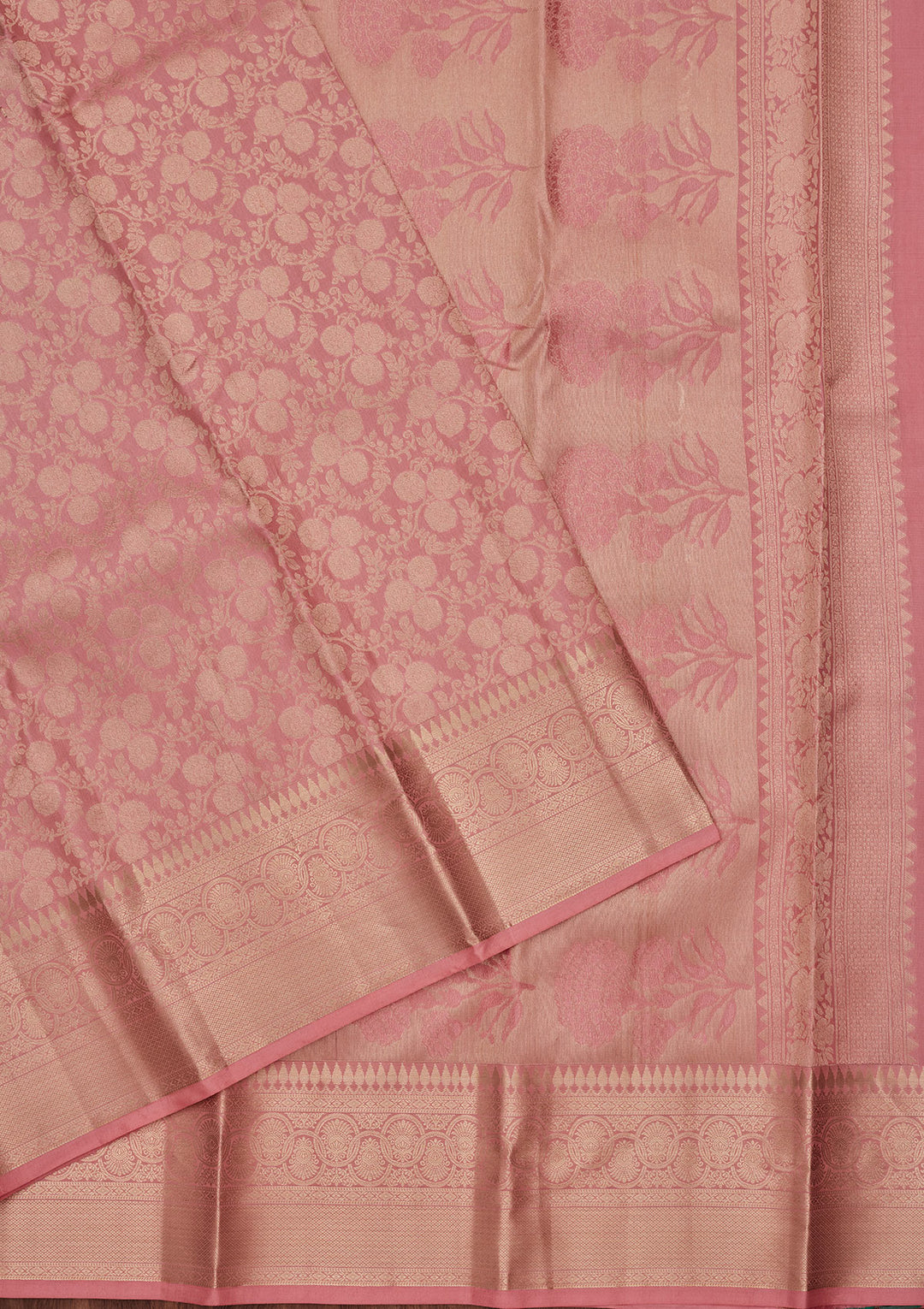 Onion Pink Zariwork Pure Silk Saree