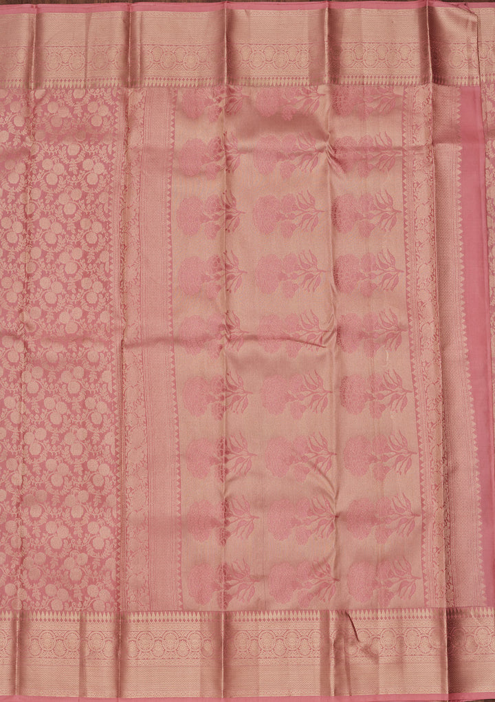 Onion Pink Zariwork Pure Silk Saree