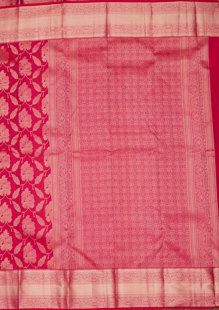 Rani Pink Zariwork Pure Silk Saree