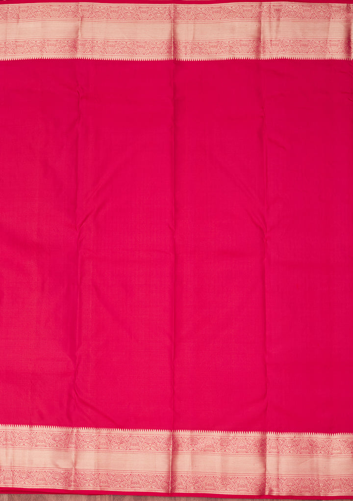 Rani Pink Zariwork Pure Silk Saree