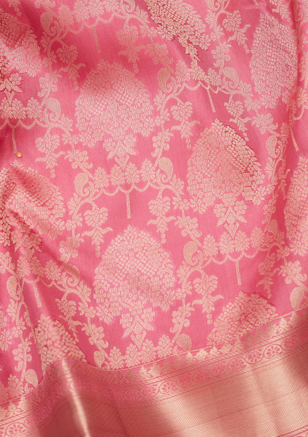 Onion Pink Zariwork Pure Silk Saree