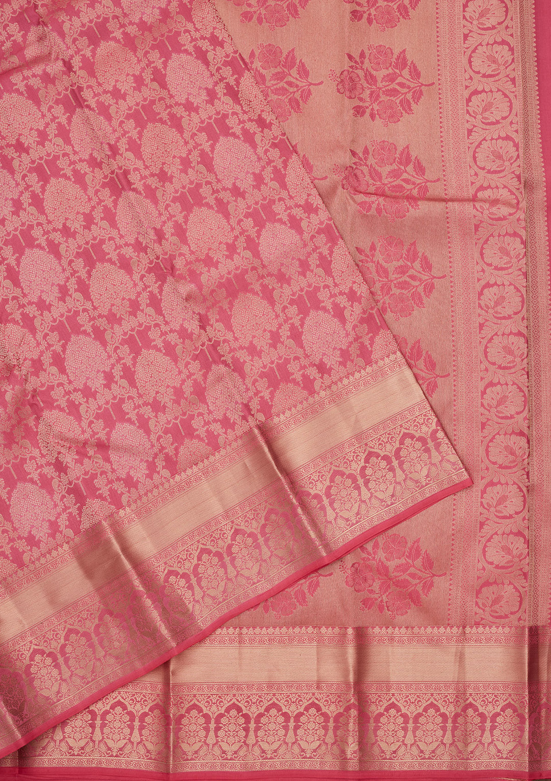 Onion Pink Zariwork Pure Silk Saree