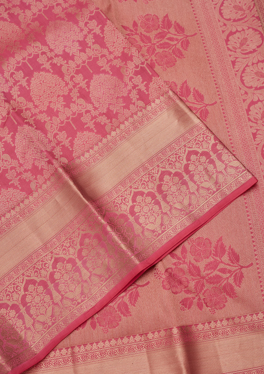 Onion Pink Zariwork Pure Silk Saree