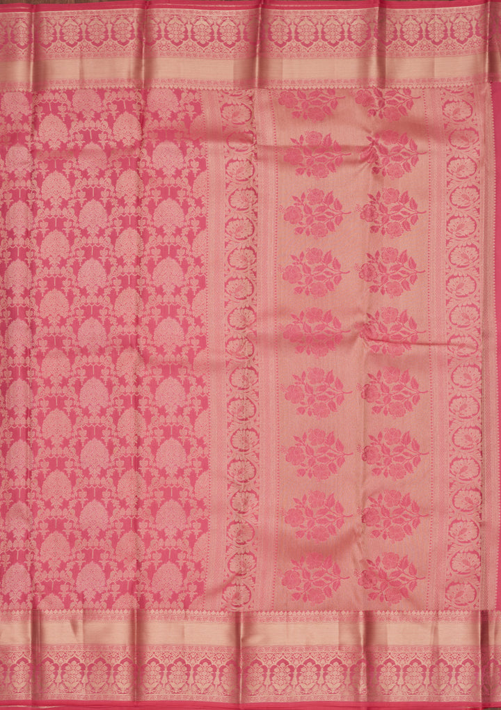 Onion Pink Zariwork Pure Silk Saree