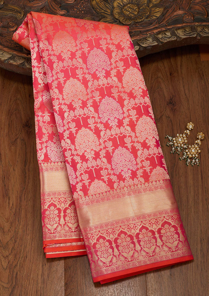 Orange Zariwork Pure Silk Saree