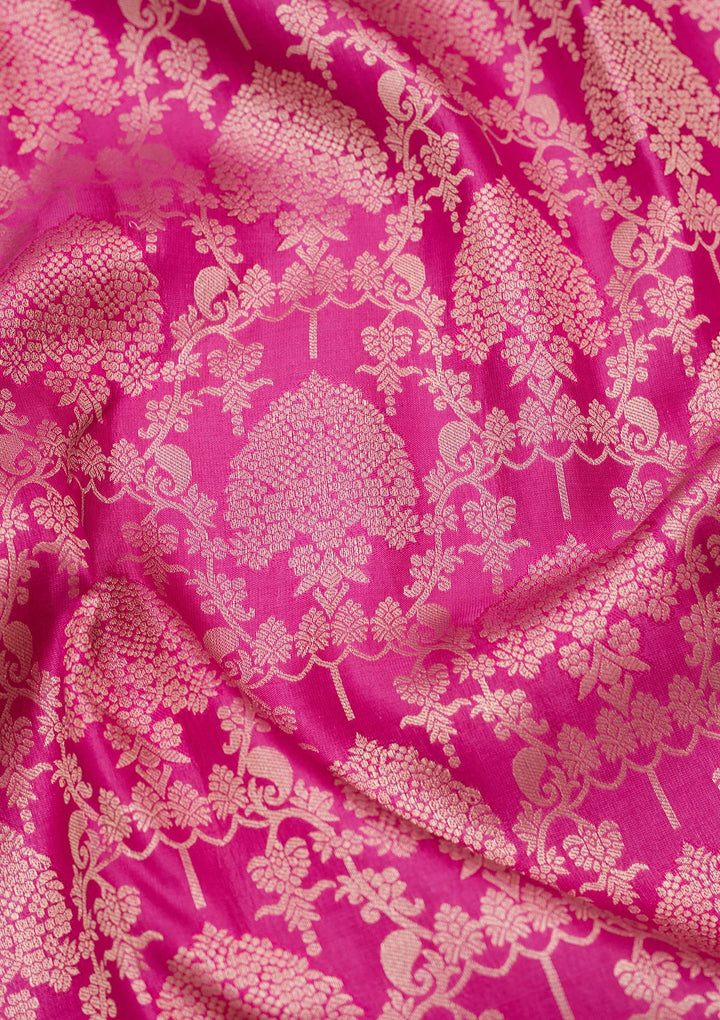 Rani Pink Zariwork Pure Silk Saree