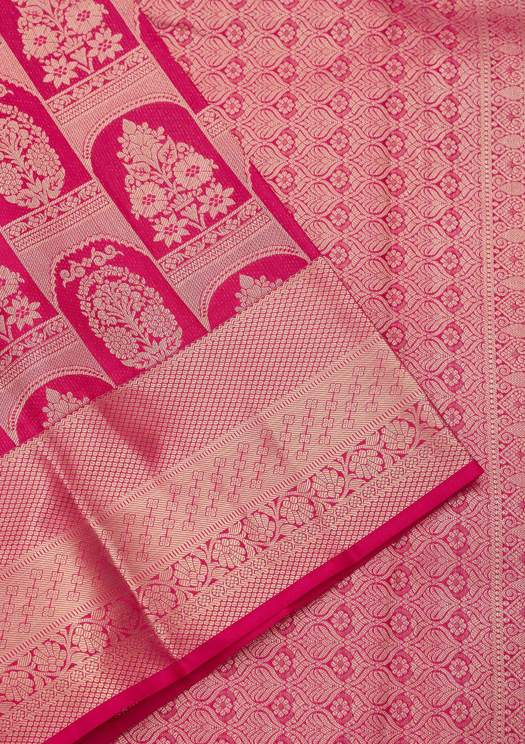 Rani Pink Zariwork Pure Silk Saree