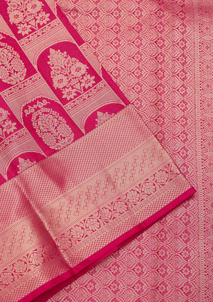 Rani Pink Zariwork Pure Silk Saree