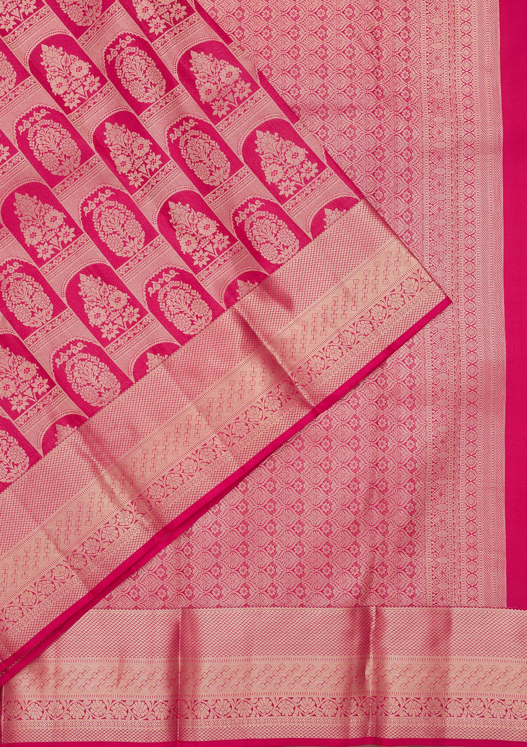 Rani Pink Zariwork Pure Silk Saree