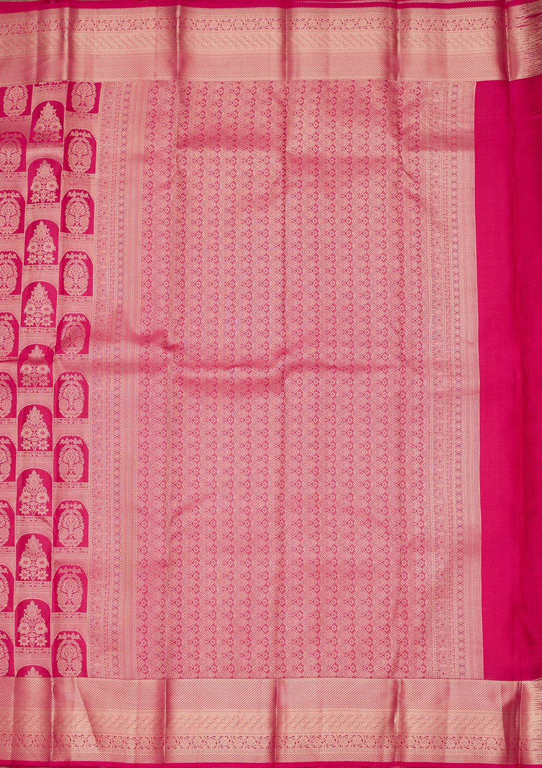 Rani Pink Zariwork Pure Silk Saree