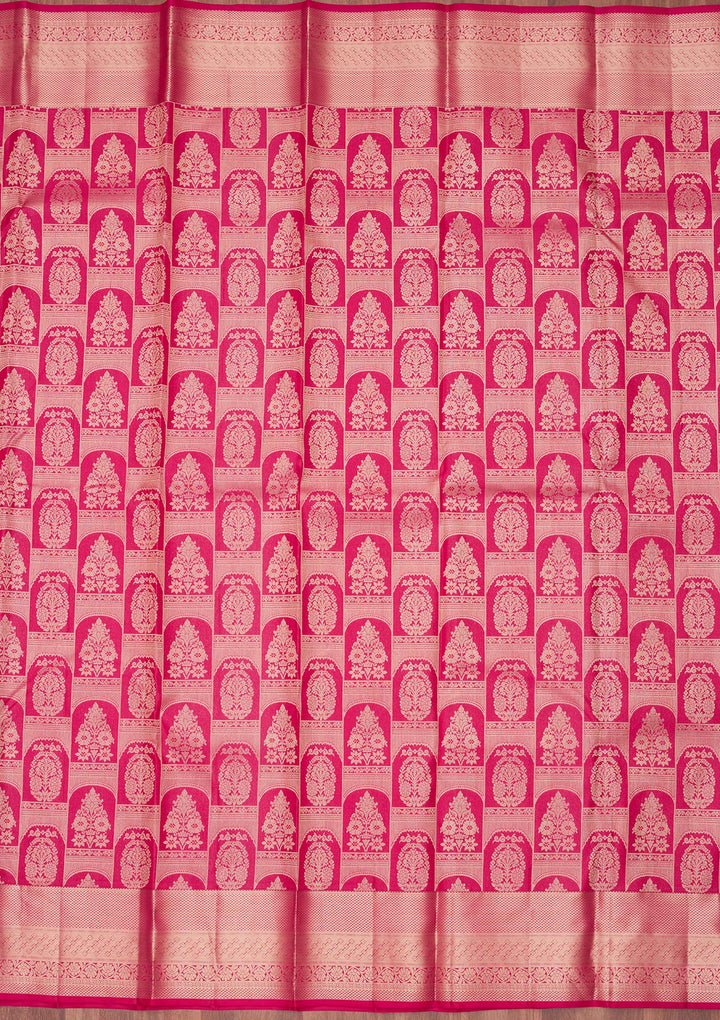 Rani Pink Zariwork Pure Silk Saree