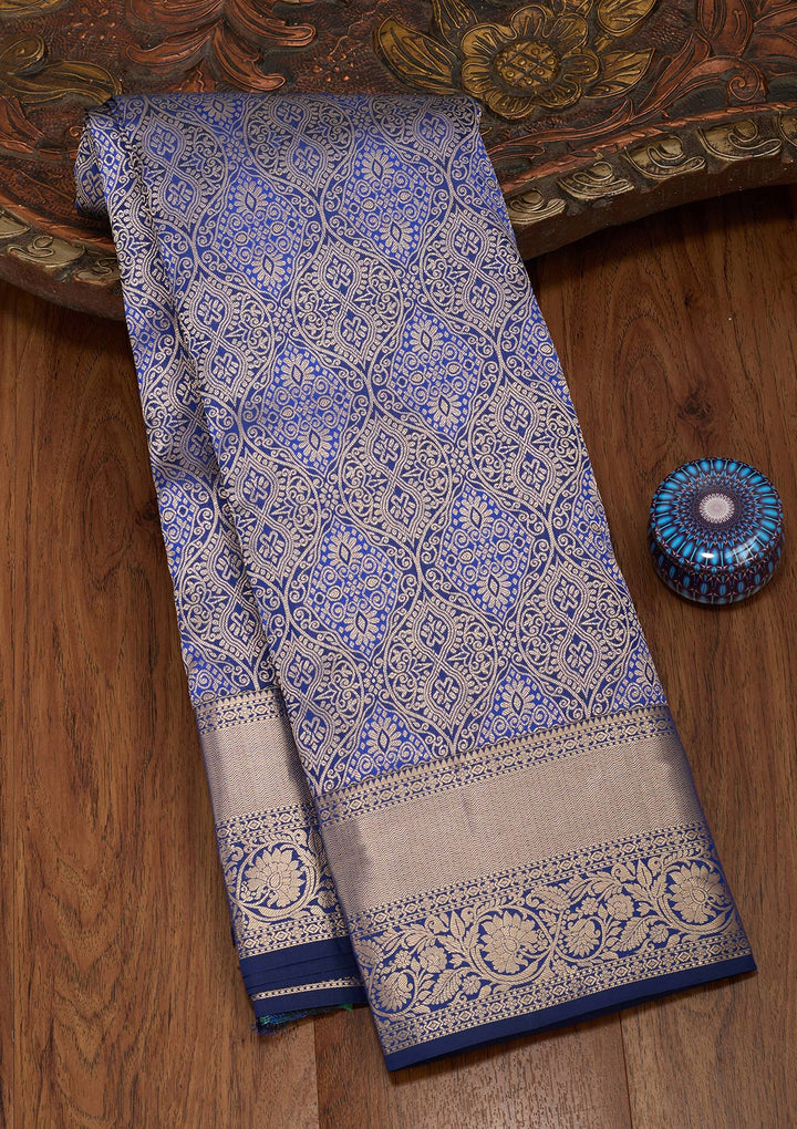 Royal Blue Zariwork Pure Silk Saree