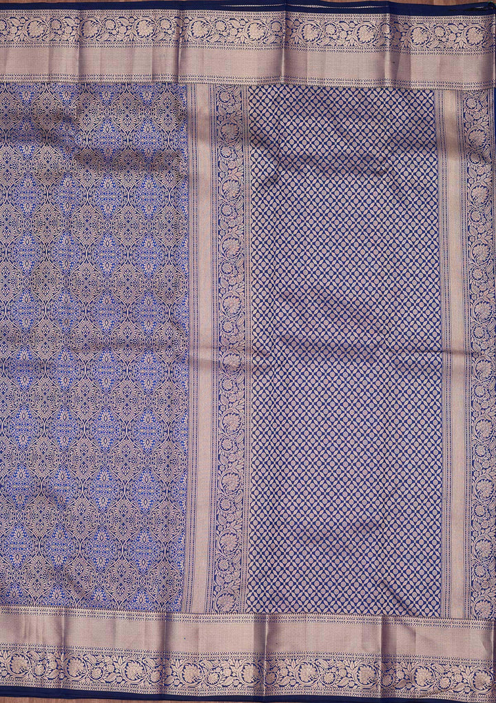 Royal Blue Zariwork Pure Silk Saree