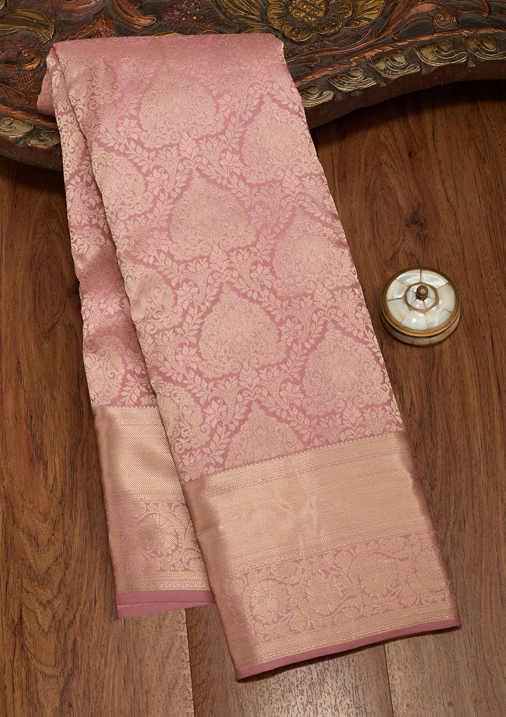 Onion Pink Zariwork Pure Silk Saree