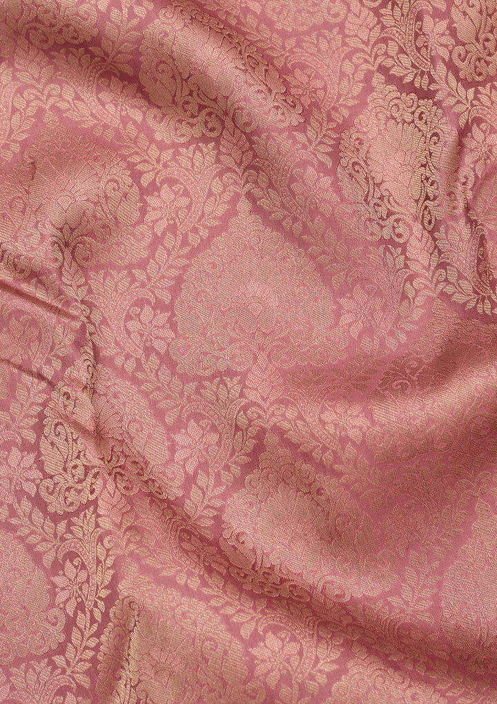 Onion Pink Zariwork Pure Silk Saree
