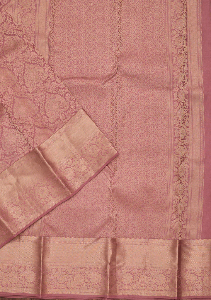 Onion Pink Zariwork Pure Silk Saree