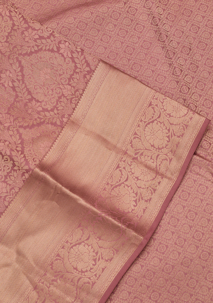 Onion Pink Zariwork Pure Silk Saree