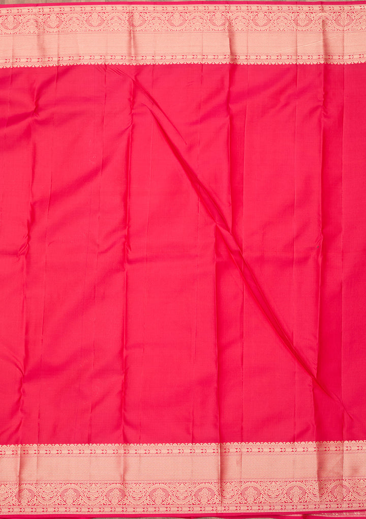 Rani Pink Zariwork Pure Silk Saree