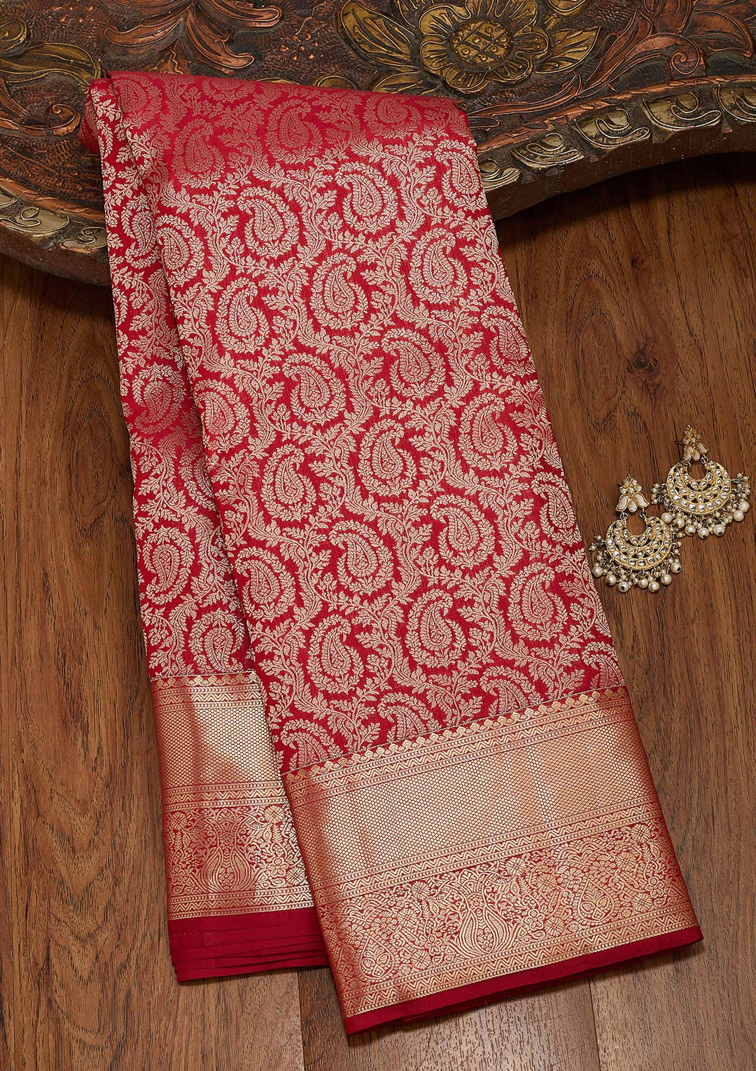 Maroon Zariwork Pure Silk Saree