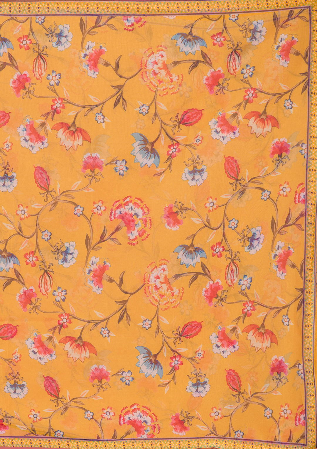 Mustard Threadwork Art Silk Readymade Salwar Suit