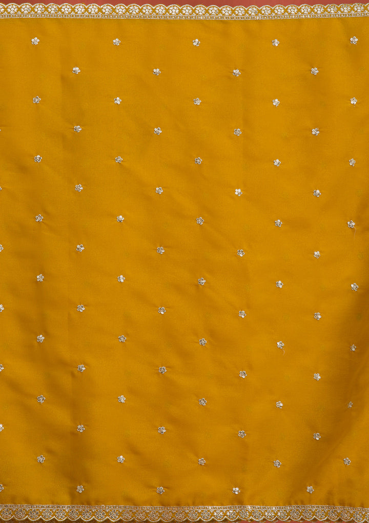 Yellow Silver Zariwork Georgette Readymade Salwar Suit