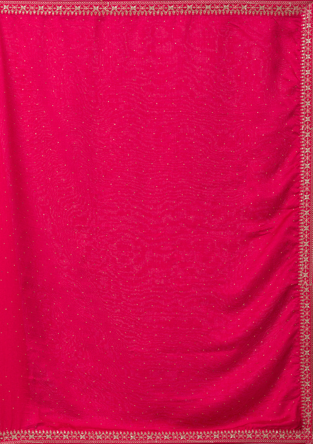 Rani Pink Sequins Raw Silk Readymade Salwar Suit