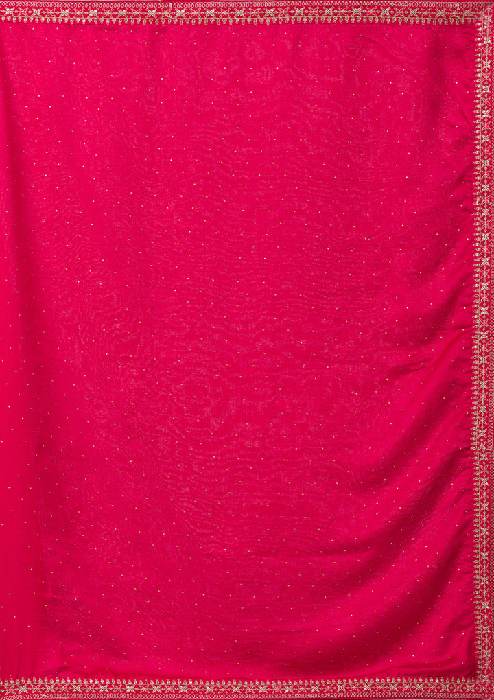 Rani Pink Sequins Raw Silk Readymade Salwar Suit