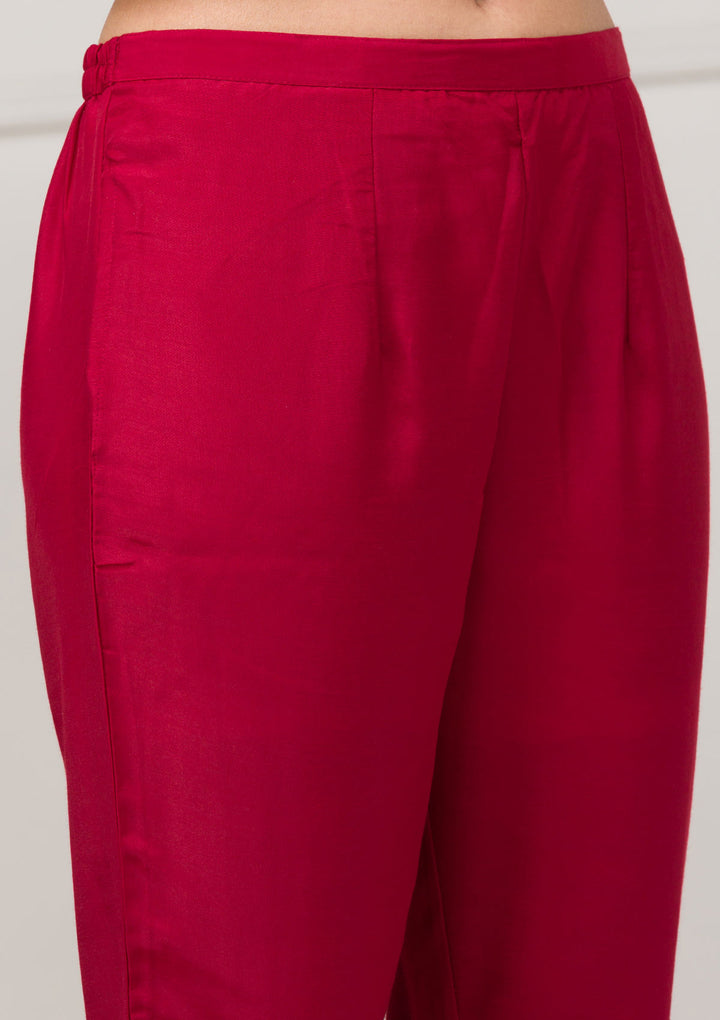 Maroon Sequins Raw Silk Readymade Salwar Suit