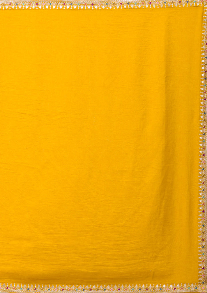 Mustard Zariwork Raw Silk Readymade Salwar Suit