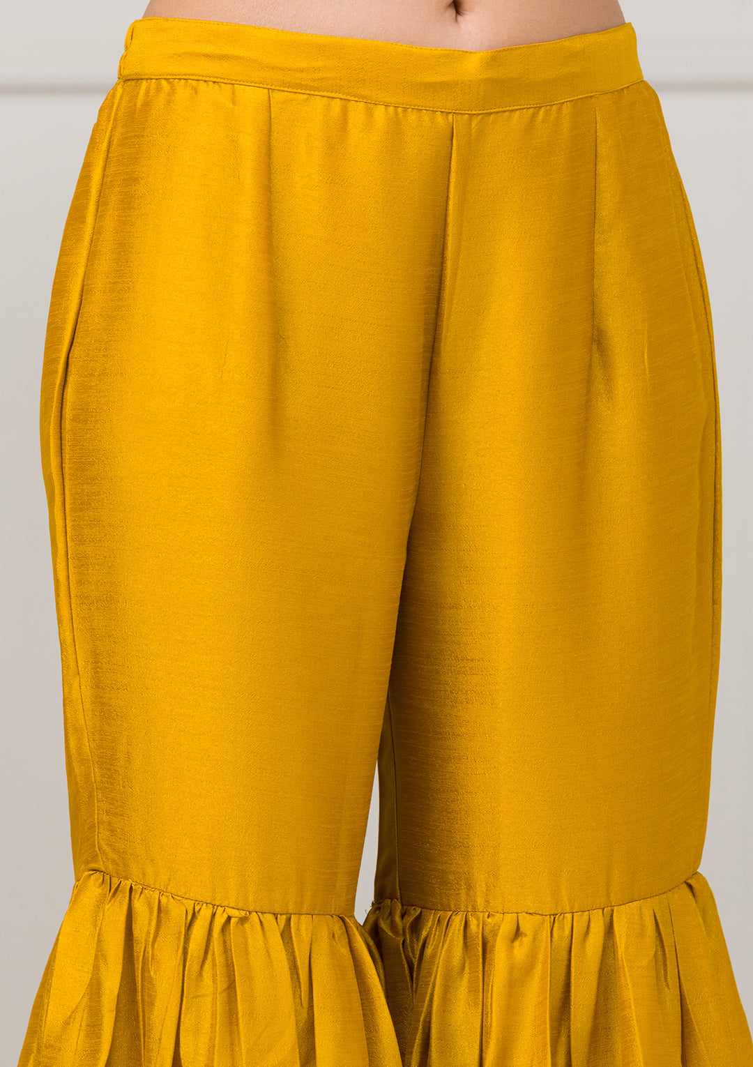 Mustard Zariwork Raw Silk Readymade Salwar Suit