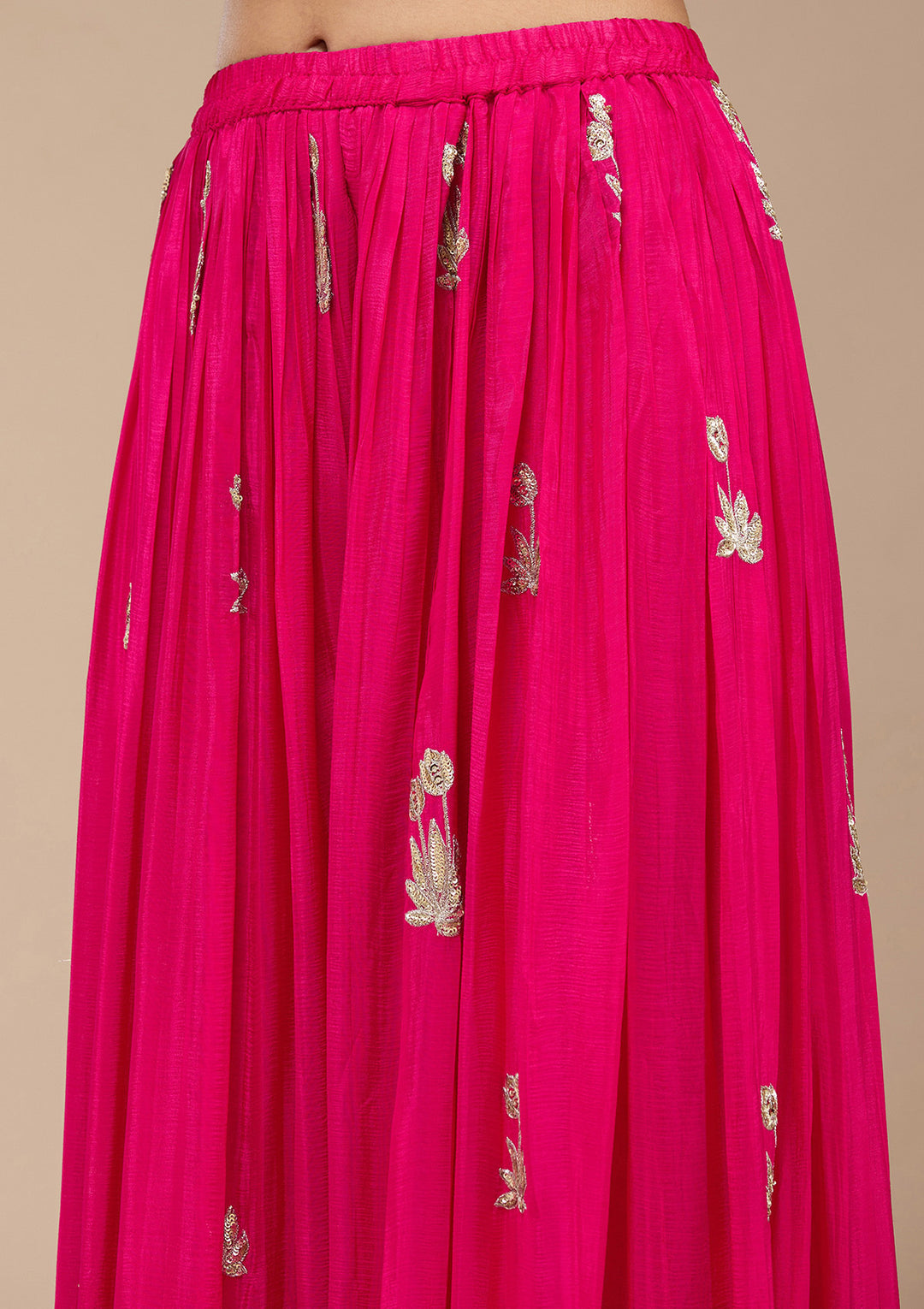 Magenta Pink Sequins Soft Raw Silk Readymade Salwar Suit