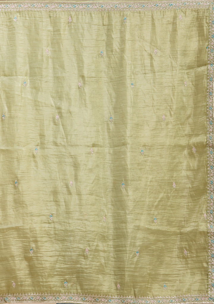 Pista Green Zariwork (Gold) Organza Readymade Salwar Suit