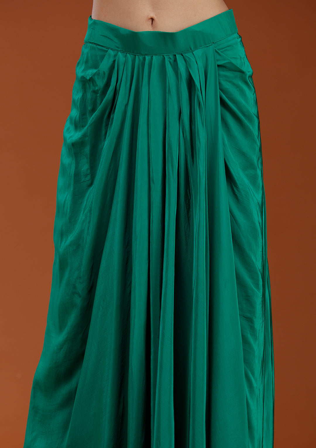 Rama Green Cording Satin Readymade Salwar Suit