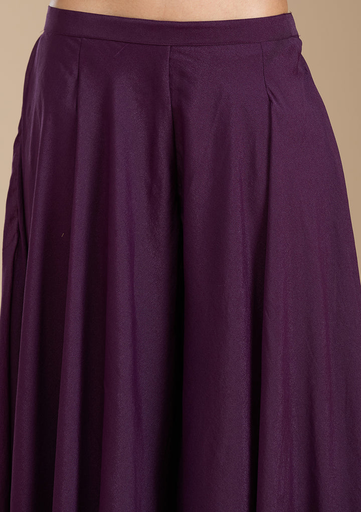 Wine Zariwork (Gold) Georgette Readymade Salwar Suit