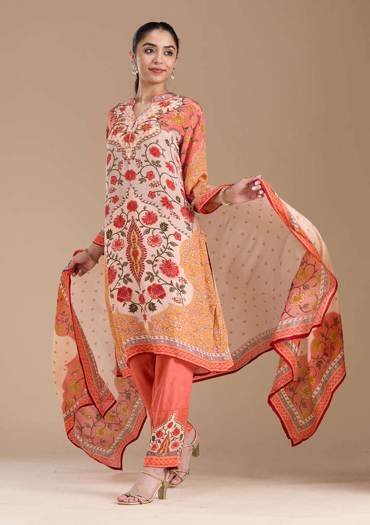 Peach  Crepe Readymade Salwar Suit