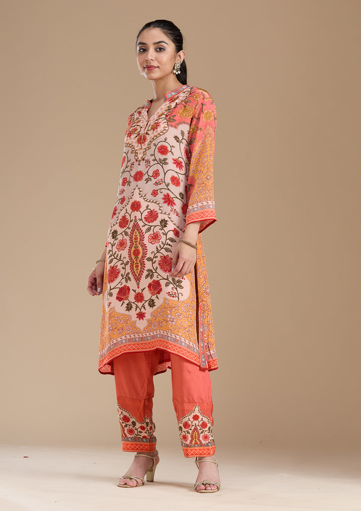 Peach  Crepe Readymade Salwar Suit