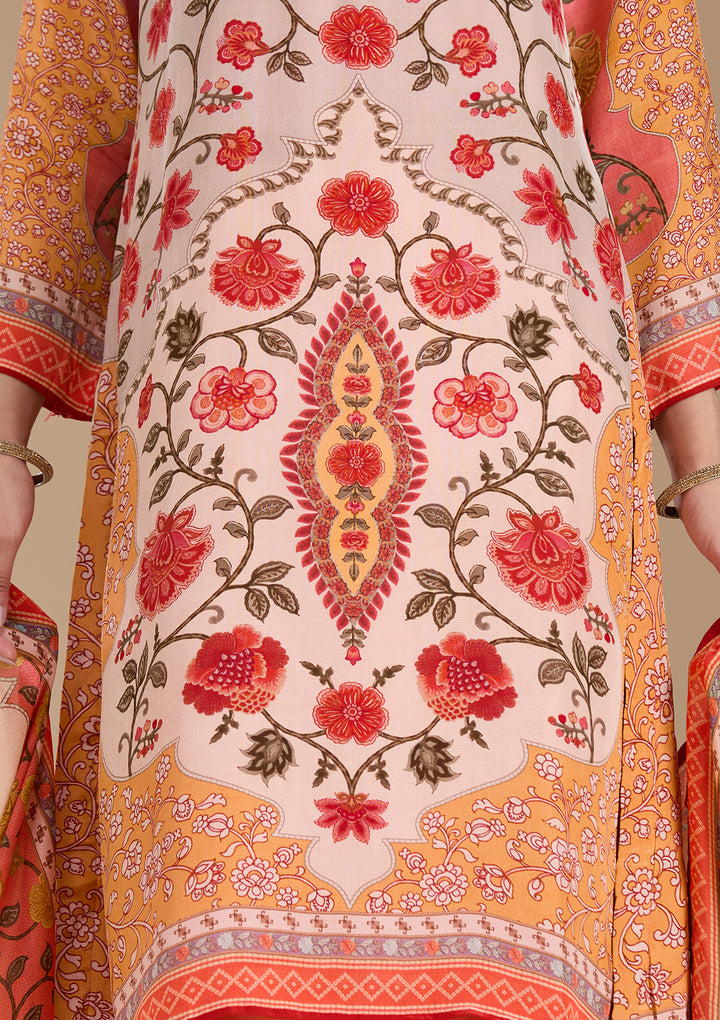 Peach  Crepe Readymade Salwar Suit