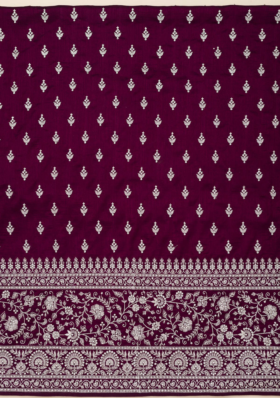 Wine Zariwork Soft Raw Silk Unstitched Salwar Suit